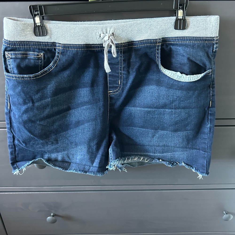 Justice Blue Denim Shorts with Gray Waistband